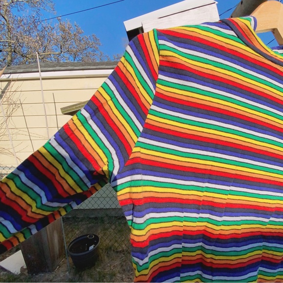 Monki Rainbow Striped Mock Neck top (BOGO!!) - Picture 3 of 5